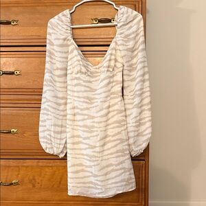 Blue Blush Cream Zebra Long Sleeve Dress